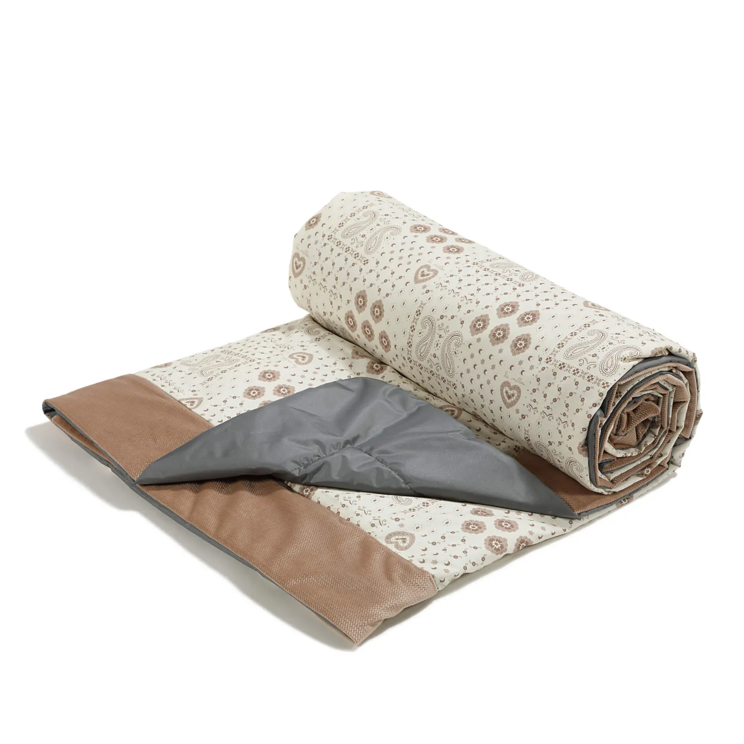 Przydatne Akcesoria | La Millou Koc piknikowy z kieszonką, mata do zabawy XXL 180x190 - BANDANA CREAM