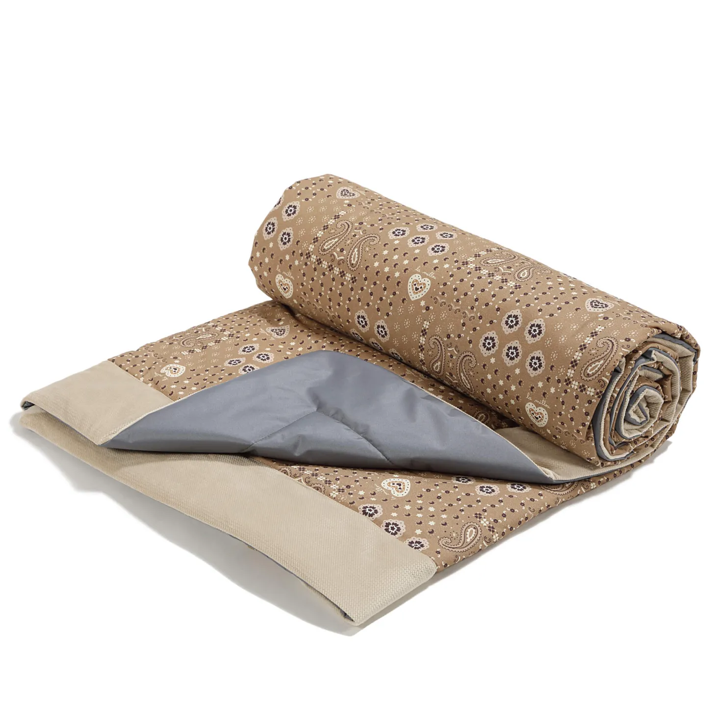 Koc piknikowy z kieszonką, mata do zabawy XXL 180x190 - BANDANA MOCCA
