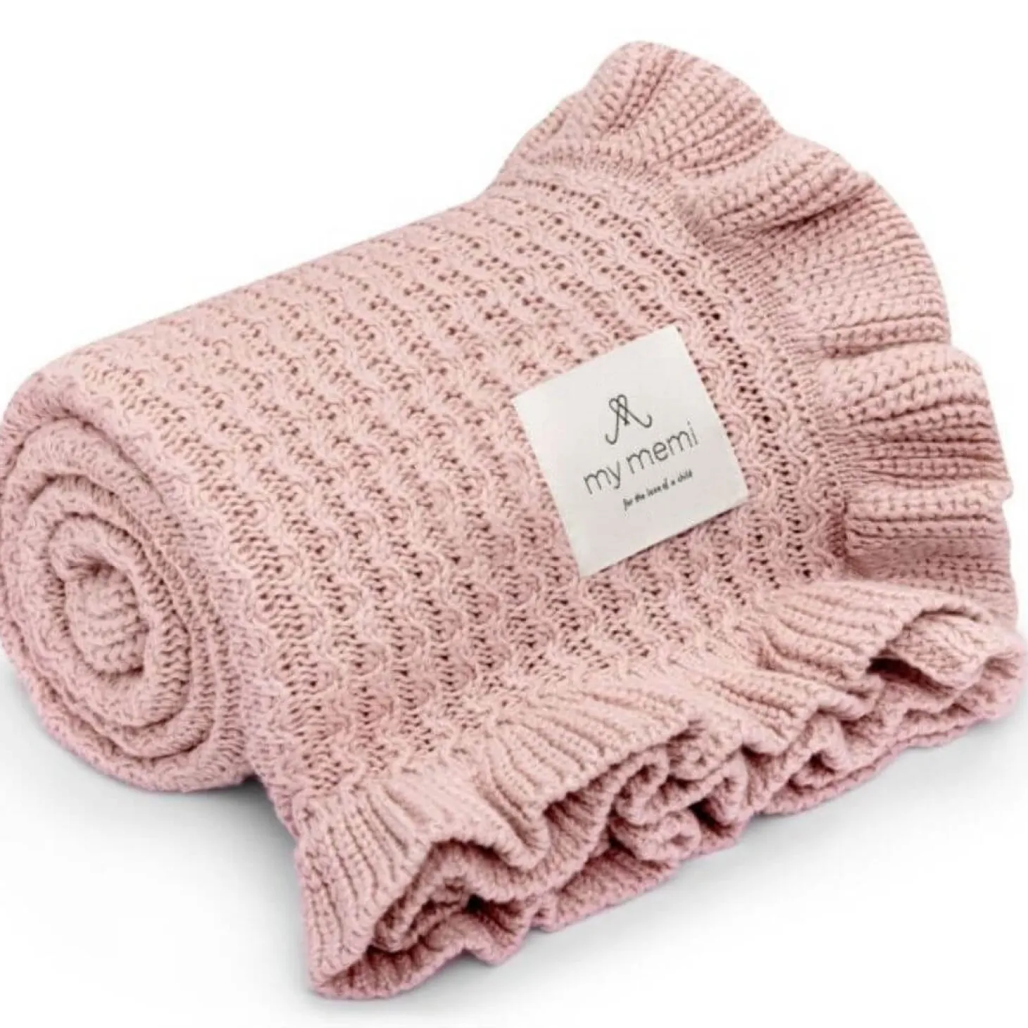 Kocyk bambusowy z falbanką 85x105 powder pink