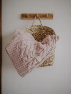 Kocyki|Kocyki | My Memi Kocyk WARKOCZ ze 100% wełny merino powder pink - premium collection