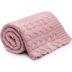 Kocyki|Kocyki | My Memi Kocyk WARKOCZ ze 100% wełny merino powder pink - premium collection