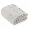 Kocyki|Kocyki | My Memi Kocyk ze 100% wełny merino light grey Floral - premium collection