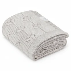 Kocyki|Kocyki | My Memi Kocyk ze 100% wełny merino light grey Floral - premium collection