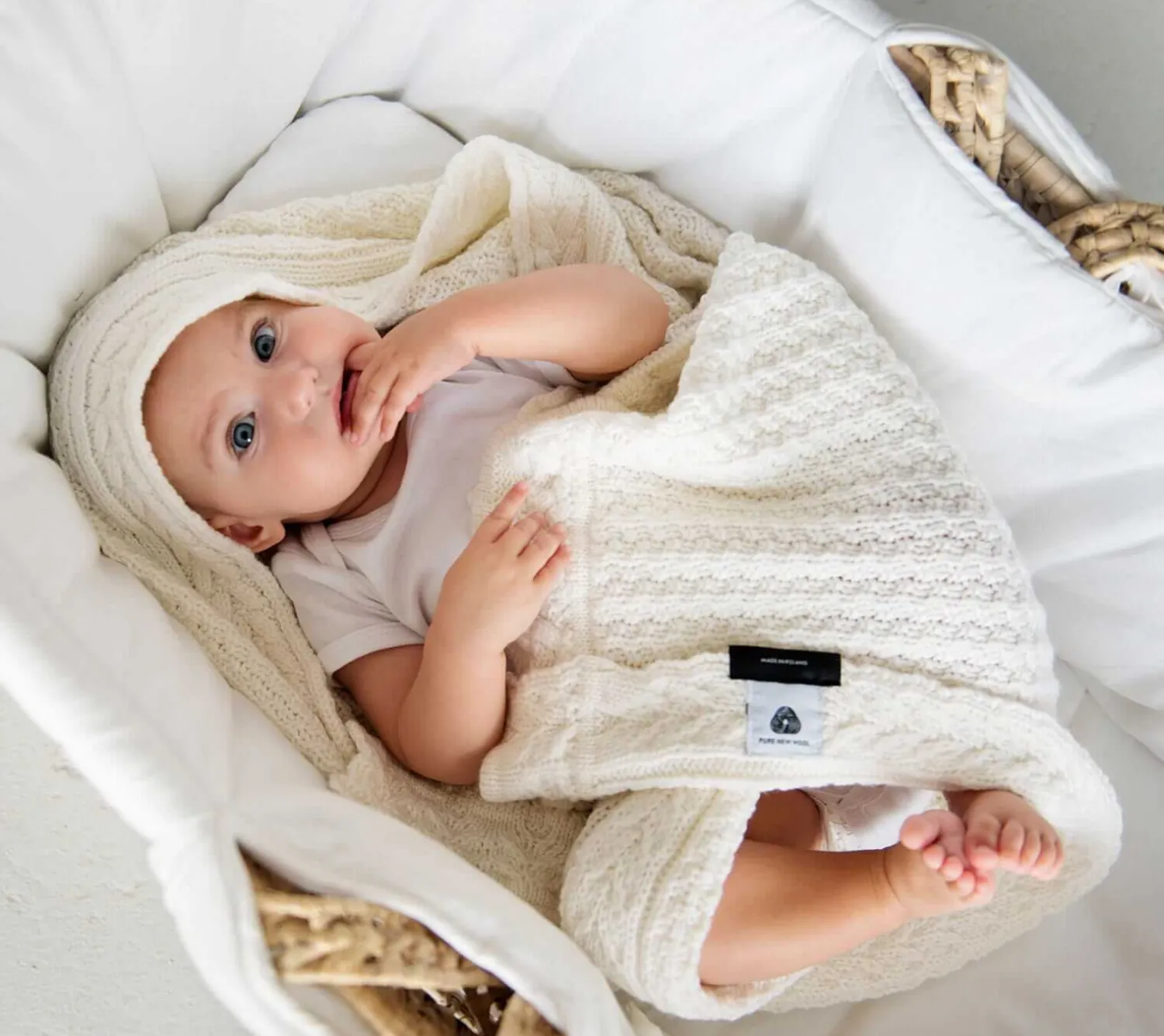 Kocyki|Kocyki | Lullalove Kocyk z wełny merino - kokosowe ciasteczko PREMIUM