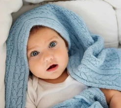 Kocyki|Kocyki | Lullalove Kocyk z wełny merino - niebieskie ciasteczko PREMIUM