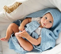 Kocyki|Kocyki | Lullalove Kocyk z wełny merino - niebieskie ciasteczko PREMIUM