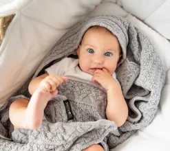 Kocyki|Kocyki | Lullalove Kocyk z wełny merino - szare ciasteczko PREMIUM