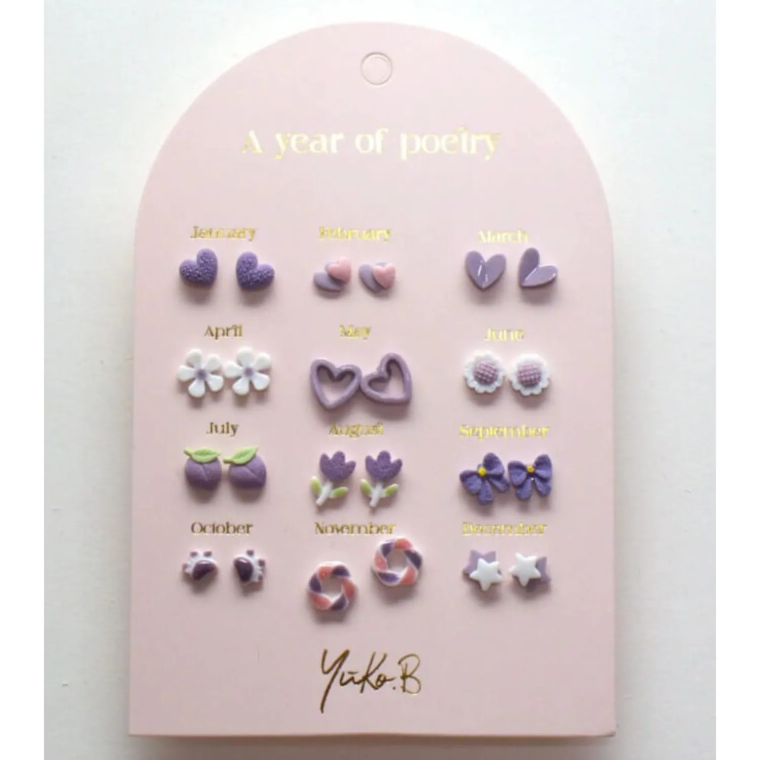 Biżuteria|Biżuteria | Yuko B. Kolczyki „ROK POEZJI” - Fioletowe, 12 par