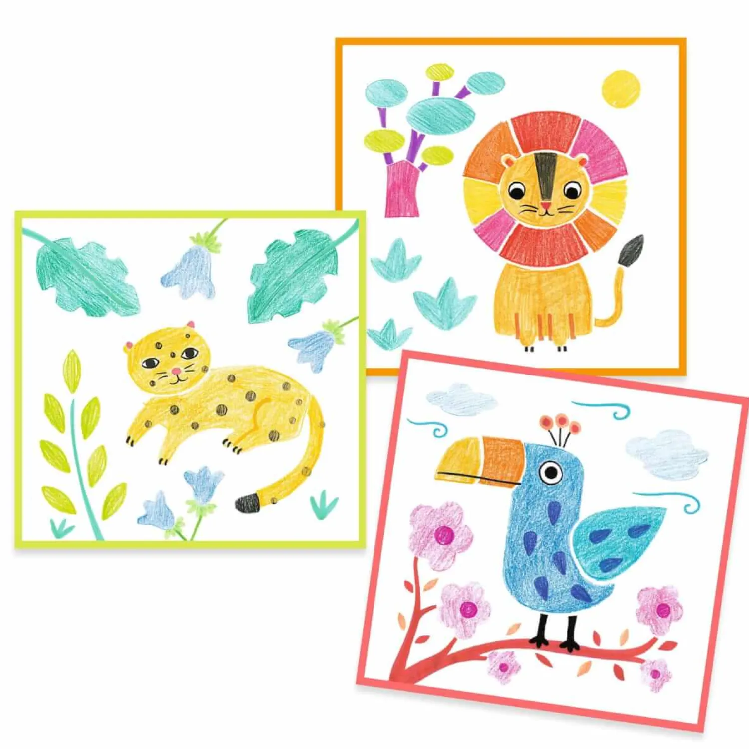 3 Lata +|Zestawy Kreatywne | Djeco Kolorowanki z szablonami krok po kroku 3+