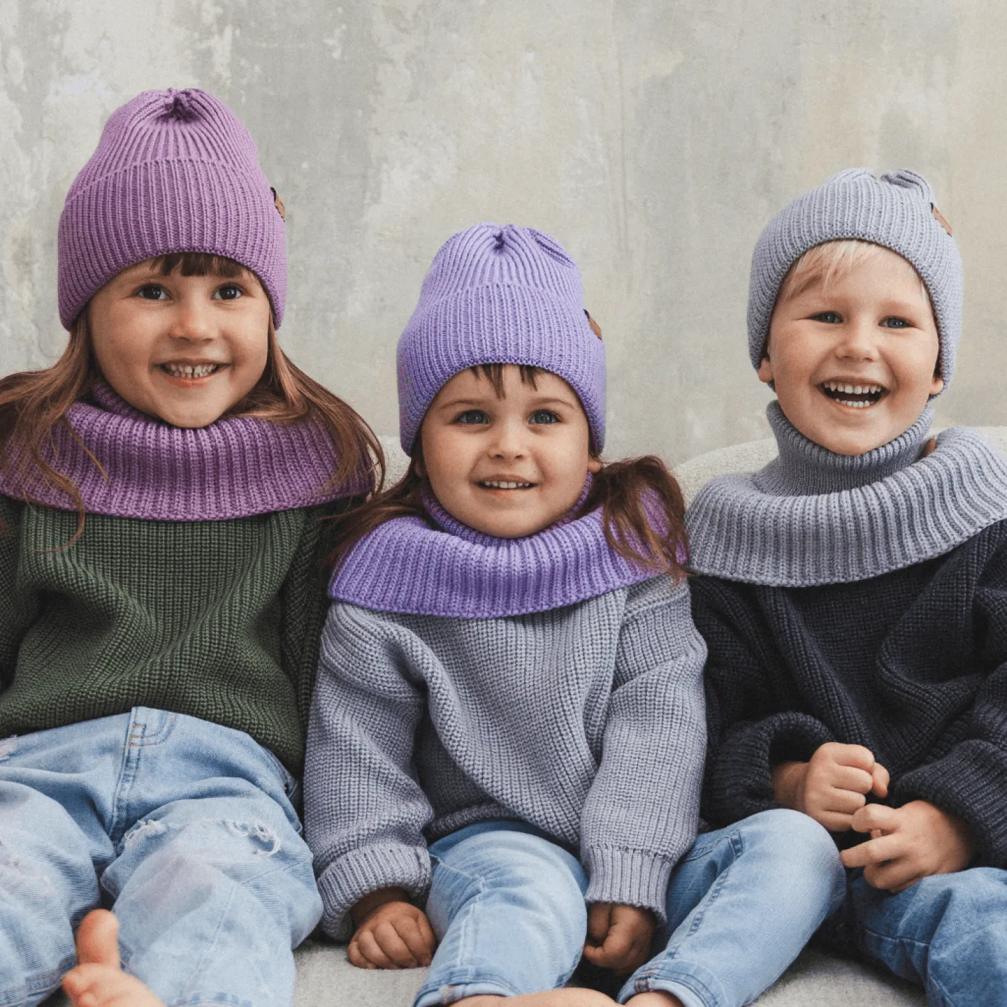 Komin z golfem merino WINTER LAVENDER