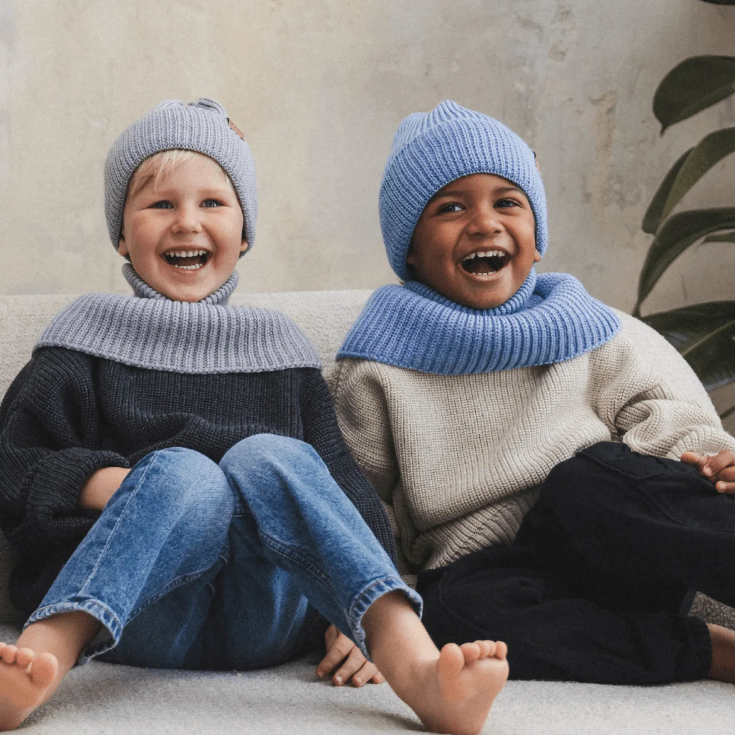 Komin z golfem merino WINTER SKY BLUE
