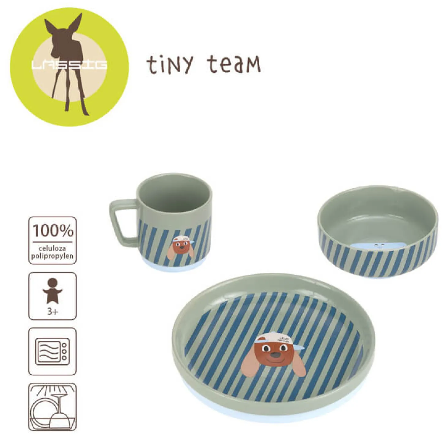 Komplet naczyń z porcelany Tiny Team Piesek