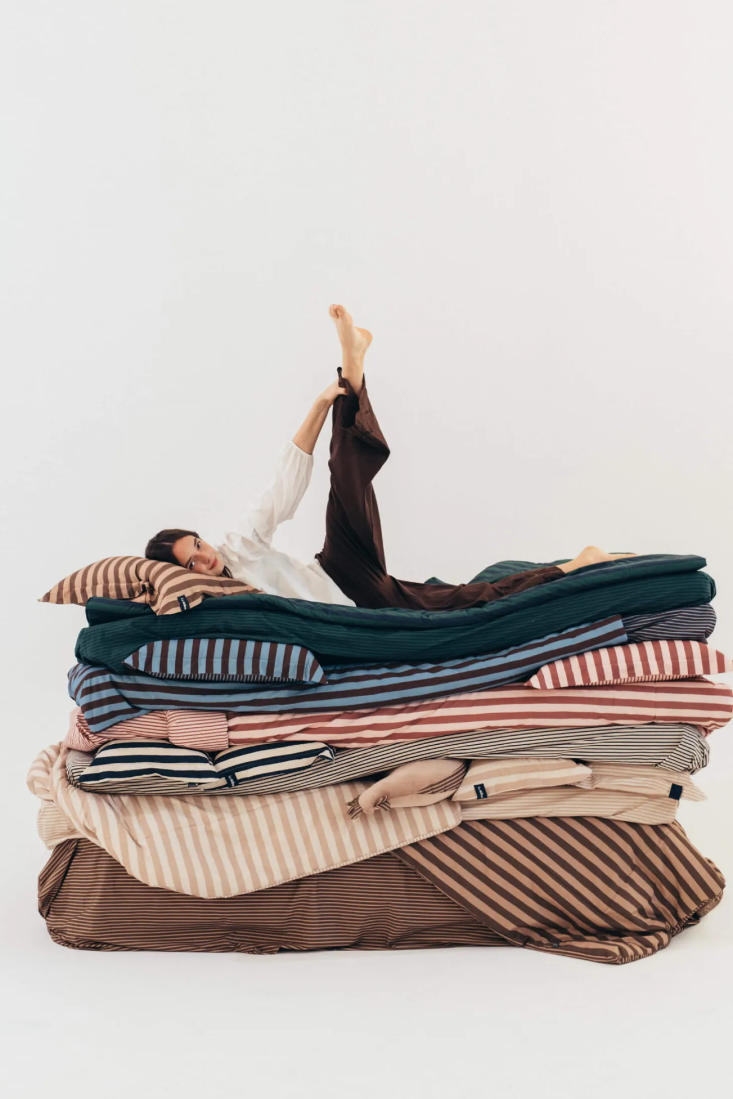 Komplet pościeli bawełnianej HYGGE - STRIPES BROWN