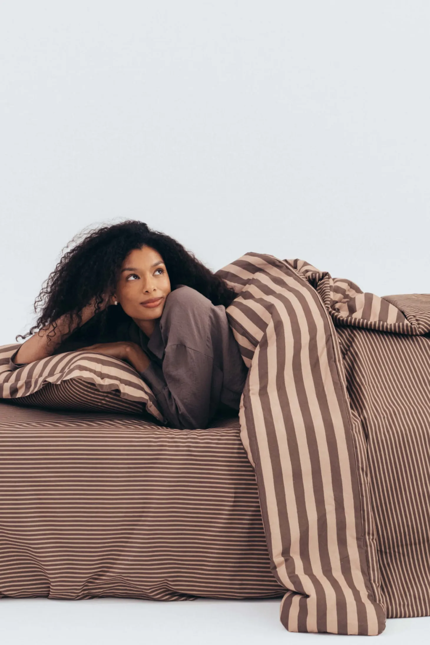 Komplet pościeli bawełnianej HYGGE - STRIPES BROWN