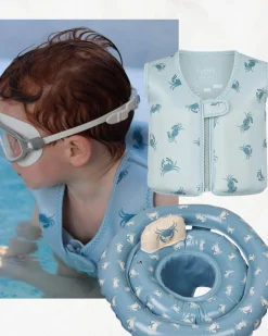 12M+|Plażowe | Vanilla Copenhagen Koło do pływania Baby Blue Craby z siedziskiem