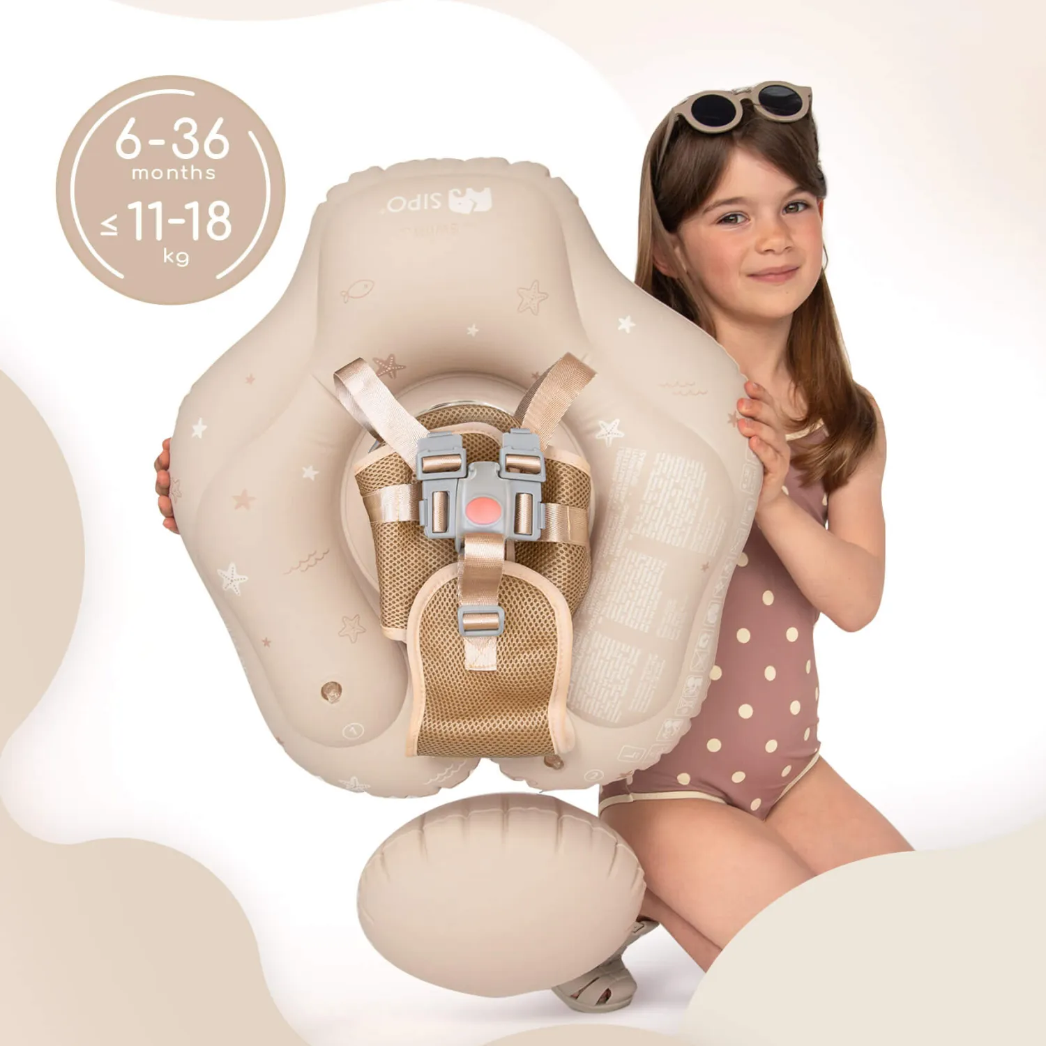 Plażowe|Akcesoria Do Pływania | SIPO Koło treningowe do nauki pływania 6-36m (11-18 kg) - beżowe