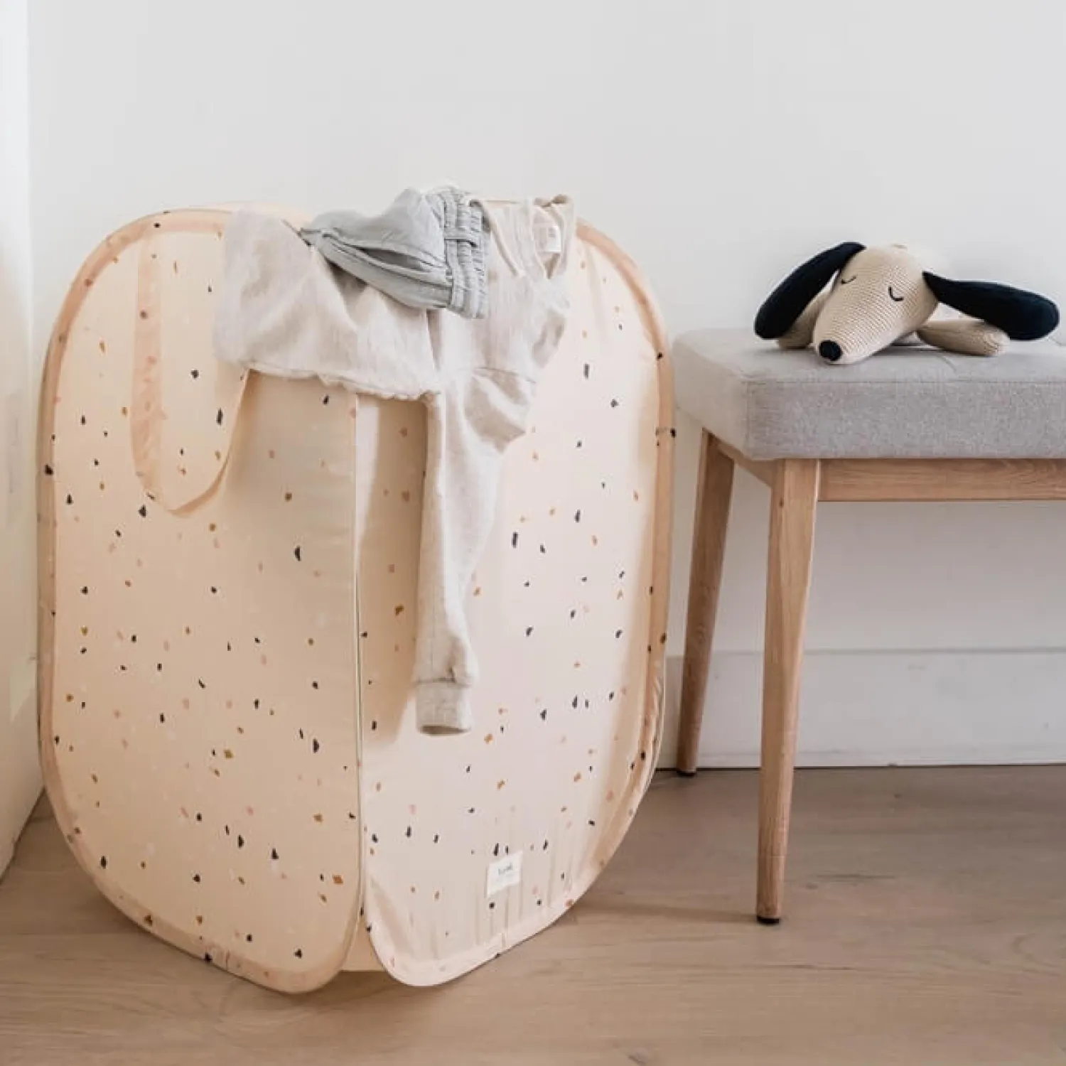 Porządek W Domu|Kosze I Pojemniki | 3 Sprouts Kosz na pranie i zabawki Pop-up Terrazzo Beige