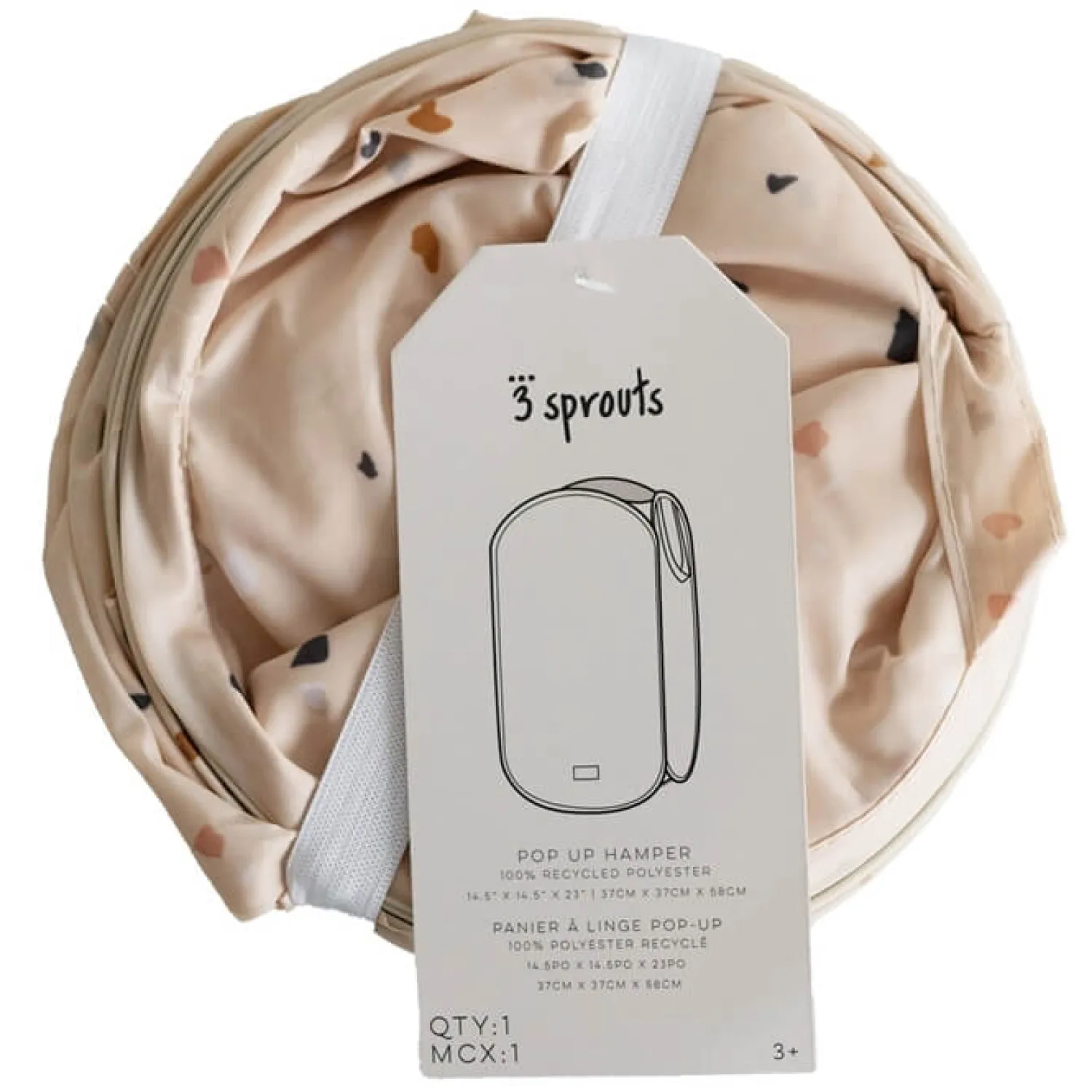 Porządek W Domu|Kosze I Pojemniki | 3 Sprouts Kosz na pranie i zabawki Pop-up Terrazzo Beige