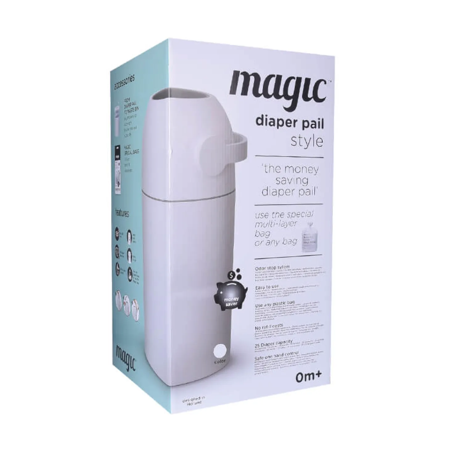 Kosz na zużyte pieluchy Magic Majestic - White (na 25 pieluch) + worki