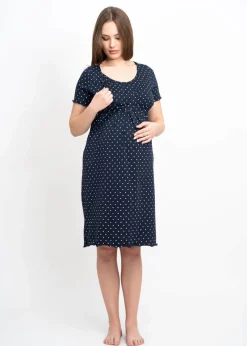Szlafroki I Koszule Do Karmienia | Cool Mama Kozua Caic z krótkim rękawem - granatowa w erduzka
