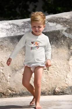 Stroje Kąpielowe|Stroje Kąpielowe | Lassig Koszulka do pływania z długim rękawem przeciwsłoneczna UV60 Splash & Fun Beach Dog - Sea Salt