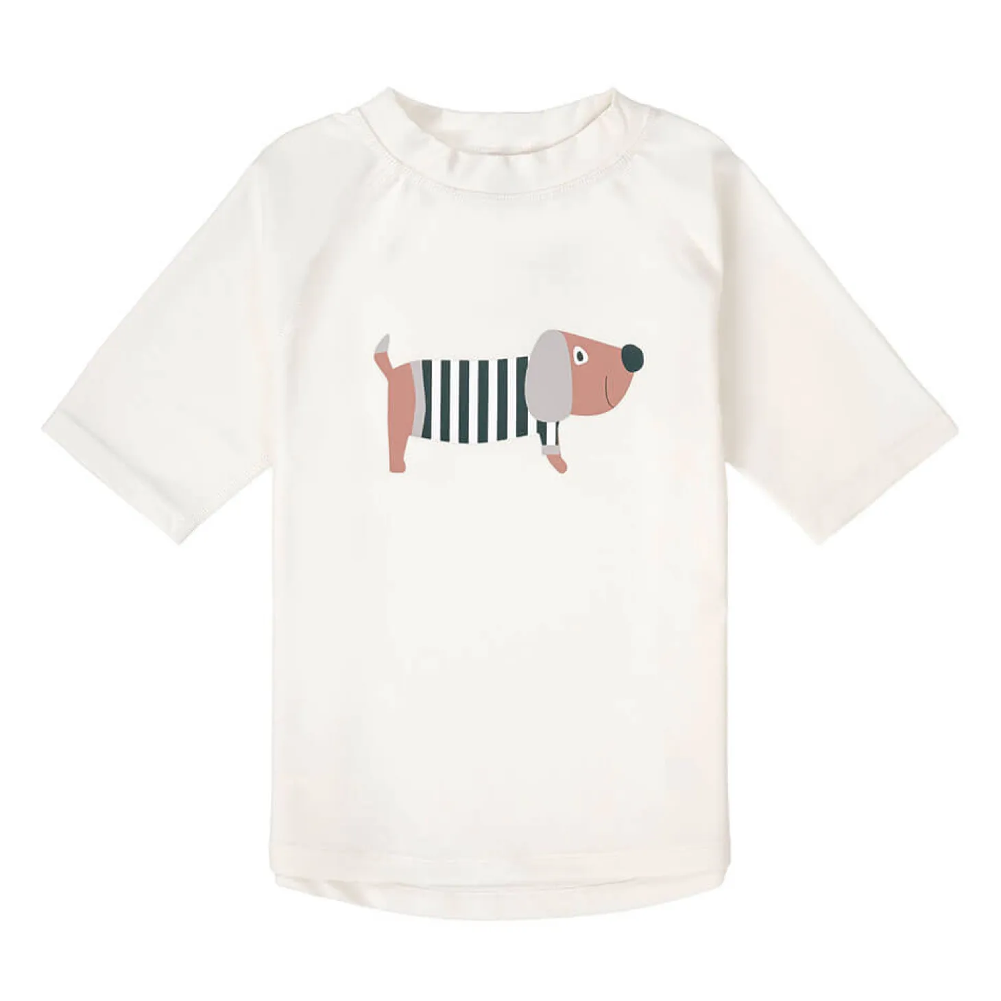 Koszulka do pływania z krótkim rękawem przeciwsłoneczna UV60 Splash & Fun Beach Dog - Sea Salt