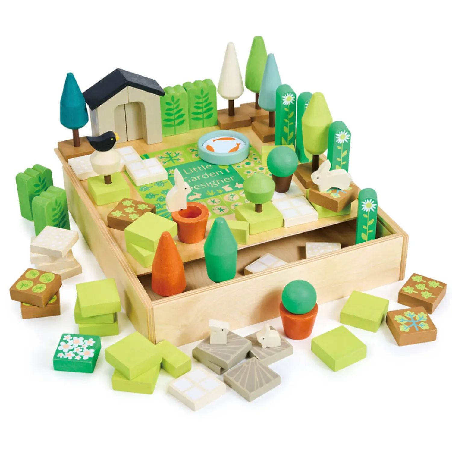 4 Lata +|Drewniane | Tender Leaf Toys Kreatywny zestaw z drewnianymi elementami - Ogród