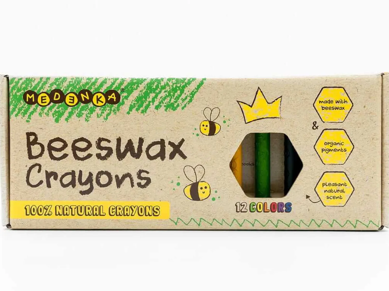 6 Lat+|3 Lata + | Medenka Kredki CLASSIC z wosku pszczelego 3+, 100% naturalne