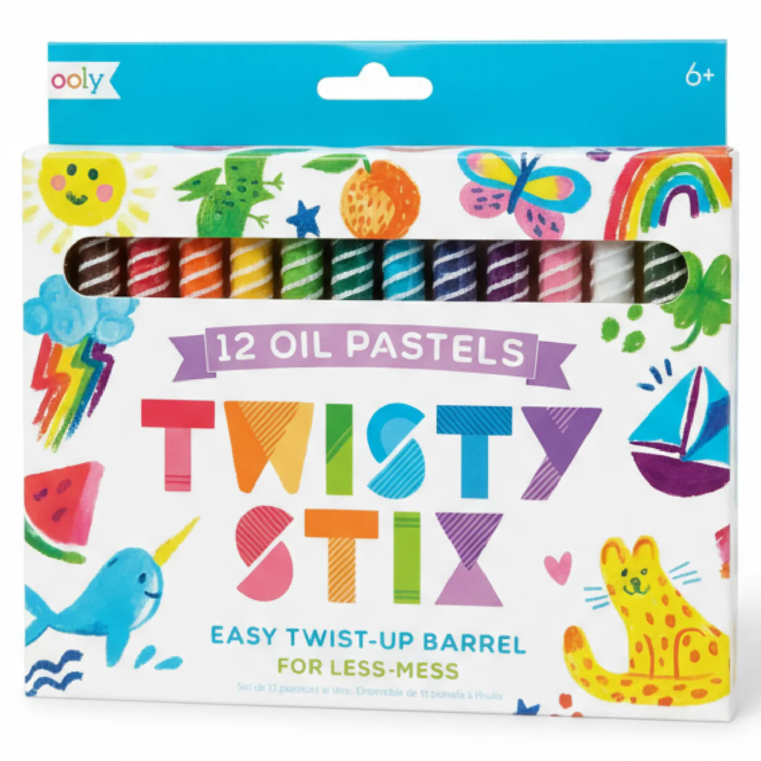 8 Lat+|7 Lat+ | Ooly Kredki olejne wykręcane pastele 12 szt. Twisty Stix