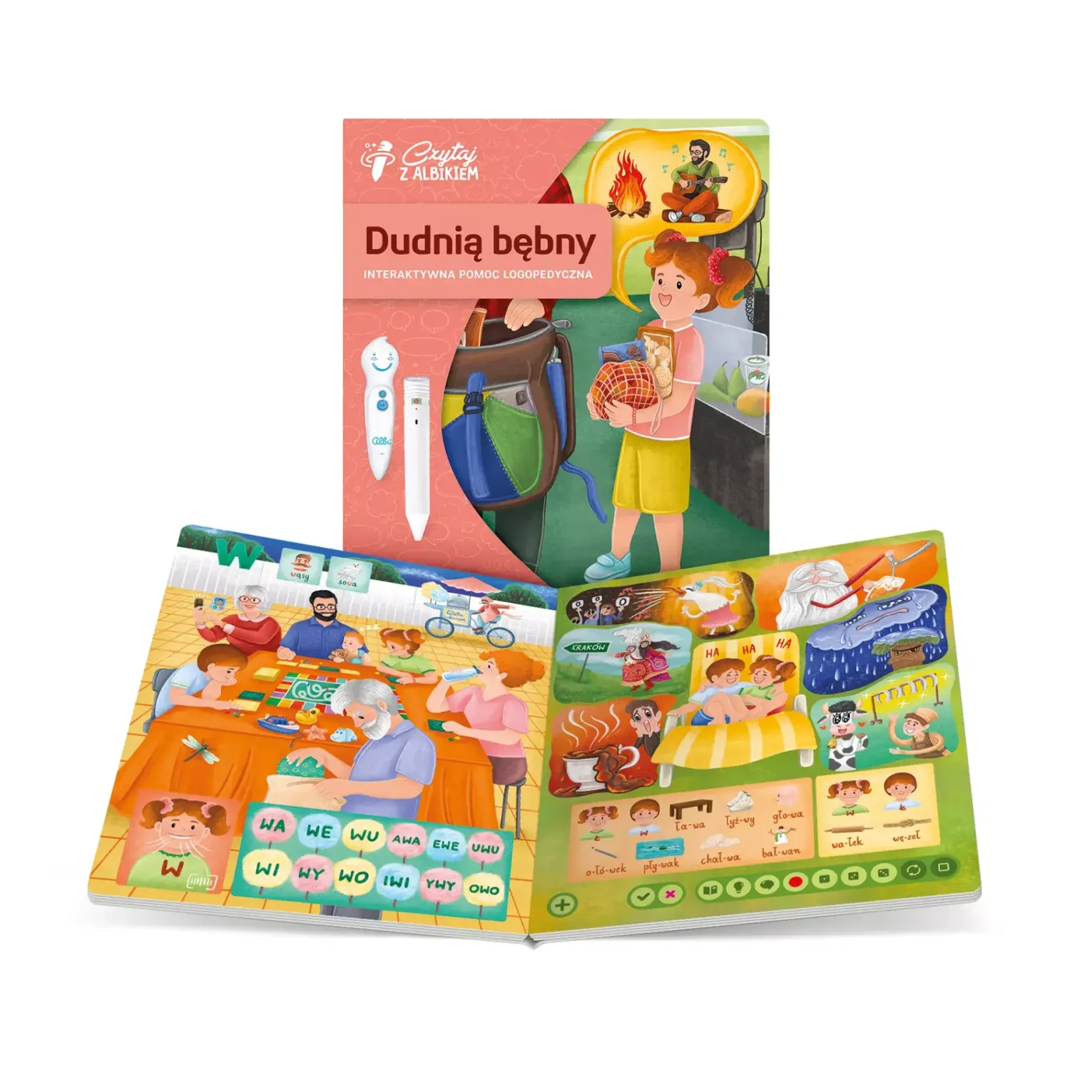 Albi|2-5 Lat | Albi Książka Dudnią bębny. Interaktywna pomoc logopedyczna 3+