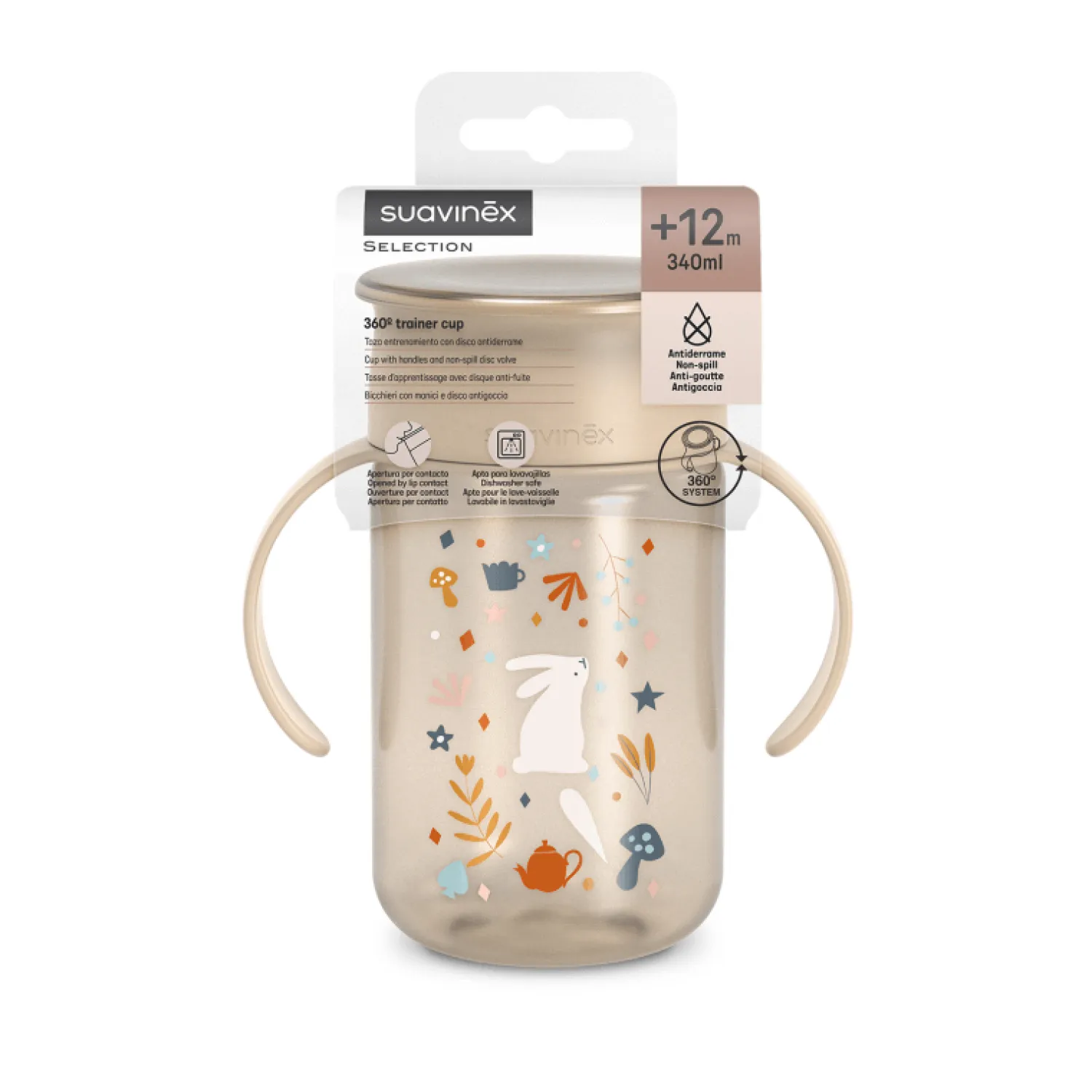 Naczynia Dla Dzieci | Suavinex Kubek treningowy 360° Wonderland 340 ml - beżowy