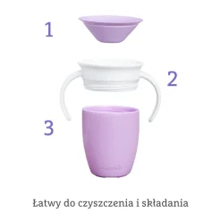 Kubek treningowy z uchwytami Miracle 360°, 207ml - fioletowy