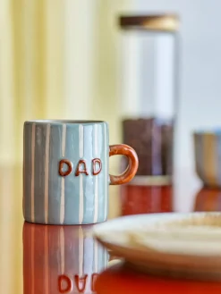 Naczynia Dla Dzieci | Bloomingville Mini Kubek z kamionki Cherish DAD - Blue