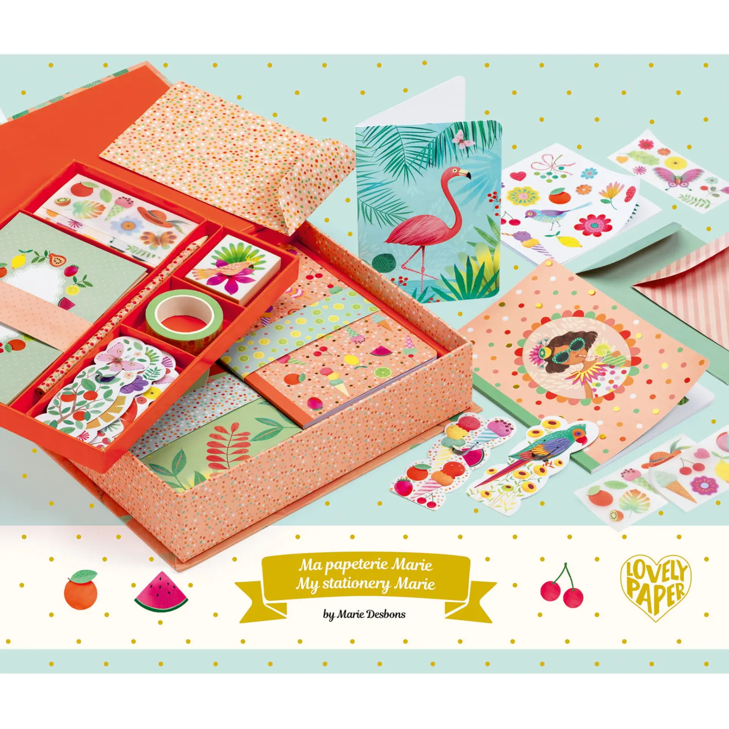 Zestawy Kreatywne|Diy | Djeco Kuferek z zestawem papierniczym MARIE