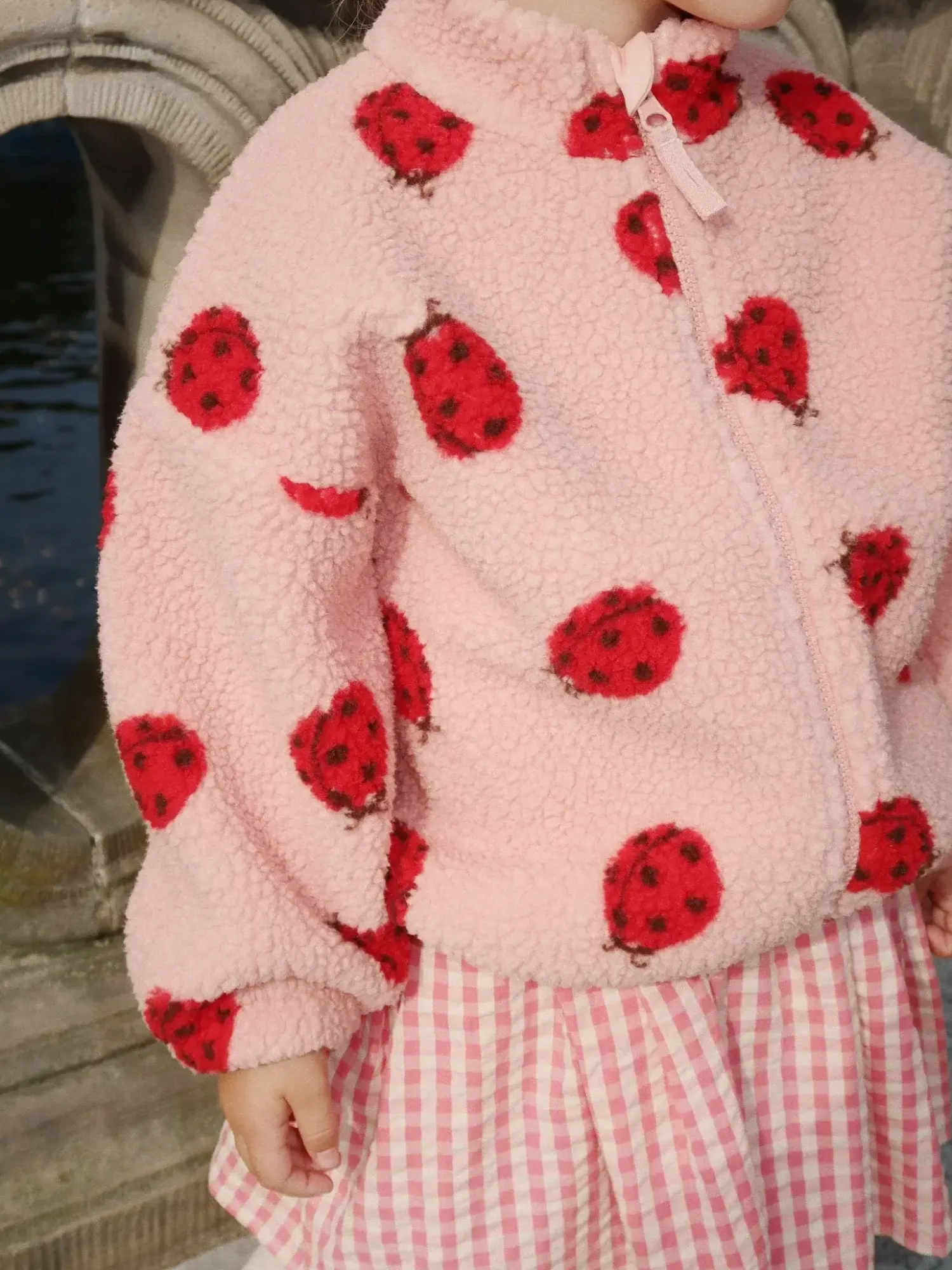 Ubranka Dziecięce | Konges slojd Kurtka pluszowa Jody - ladybug pink