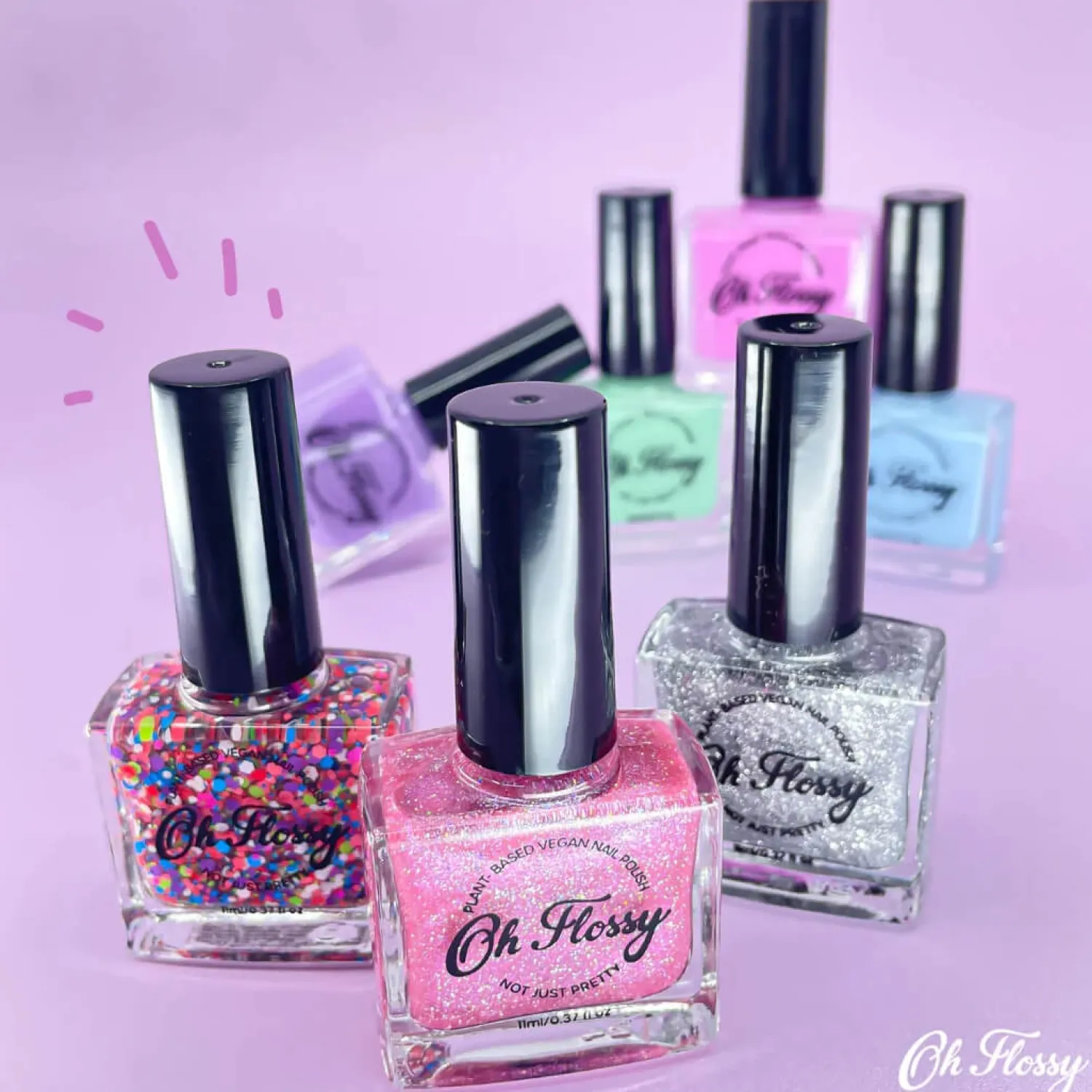 Naturalne Kosmetyki | Oh Flossy Lakier do paznokci Peach, 12 ml, bio brokat, roślinna formuła