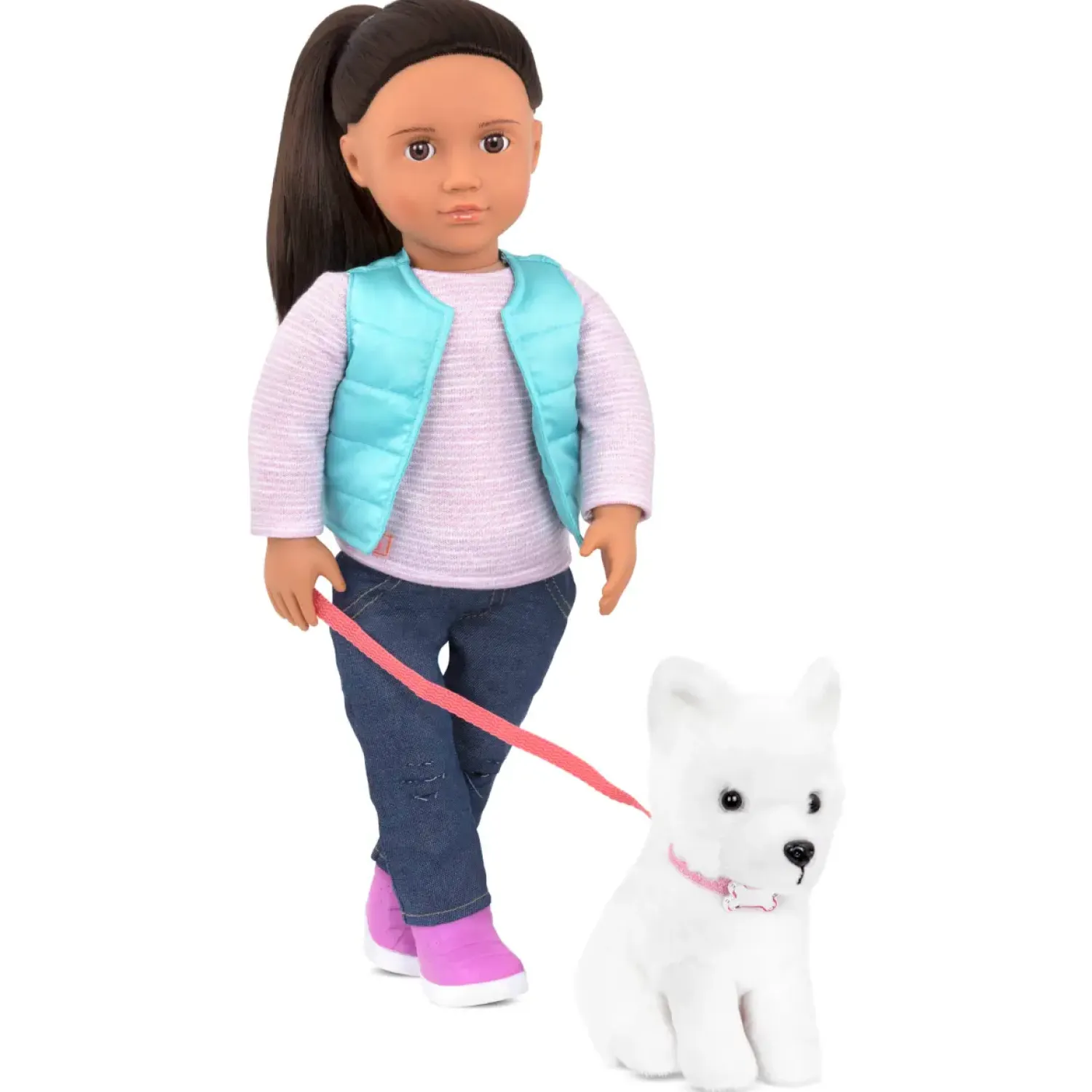 Lalki|6 Lat+ | OurGeneration Lalka CASSIE 46cm – ze szczeniakiem rasy Samoyed