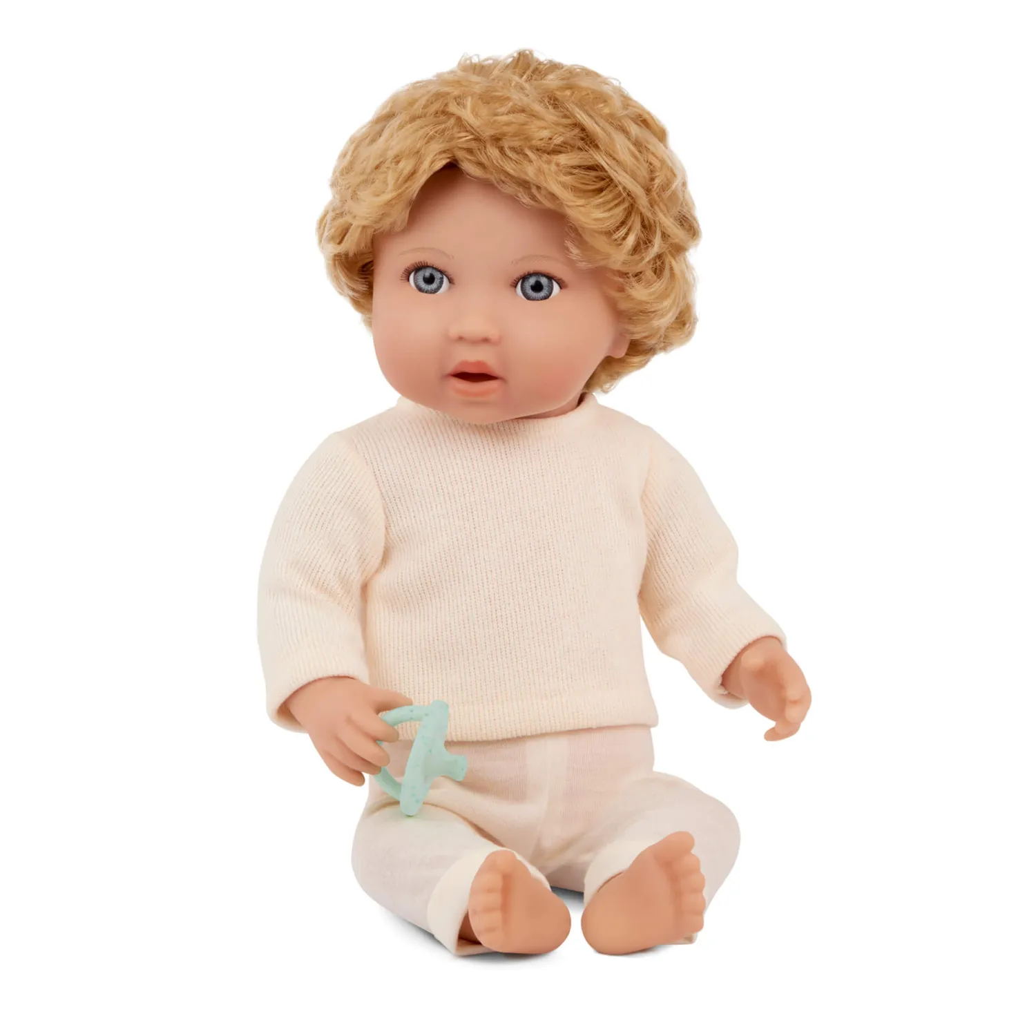 6 Lat+|3 Lata + | LullaBaby Lalka niemowlę chłopiec z włosami i smoczkiem, w dwuczęściowym ubranku - blondyn