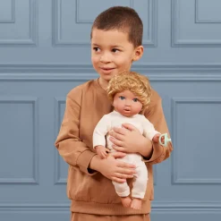 6 Lat+|3 Lata + | LullaBaby Lalka niemowlę chłopiec z włosami i smoczkiem, w dwuczęściowym ubranku - blondyn