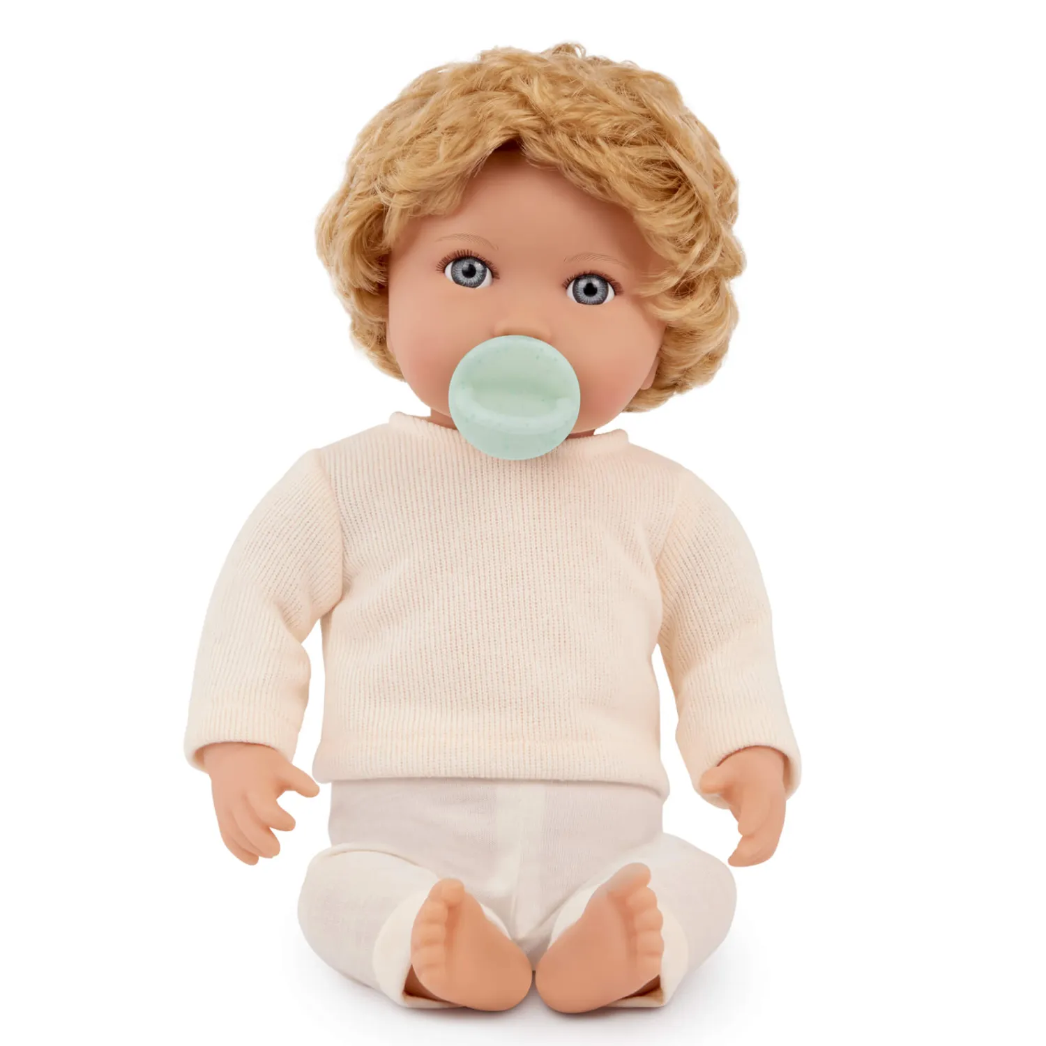 6 Lat+|3 Lata + | LullaBaby Lalka niemowlę chłopiec z włosami i smoczkiem, w dwuczęściowym ubranku - blondyn