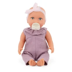 6 Lat+|3 Lata + | LullaBaby Lalka niemowlę ze smoczkiem, w muślinowym ubranku i opasce, dwubarwne tęczówki