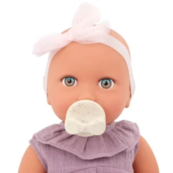 6 Lat+|3 Lata + | LullaBaby Lalka niemowlę ze smoczkiem, w muślinowym ubranku i opasce, dwubarwne tęczówki