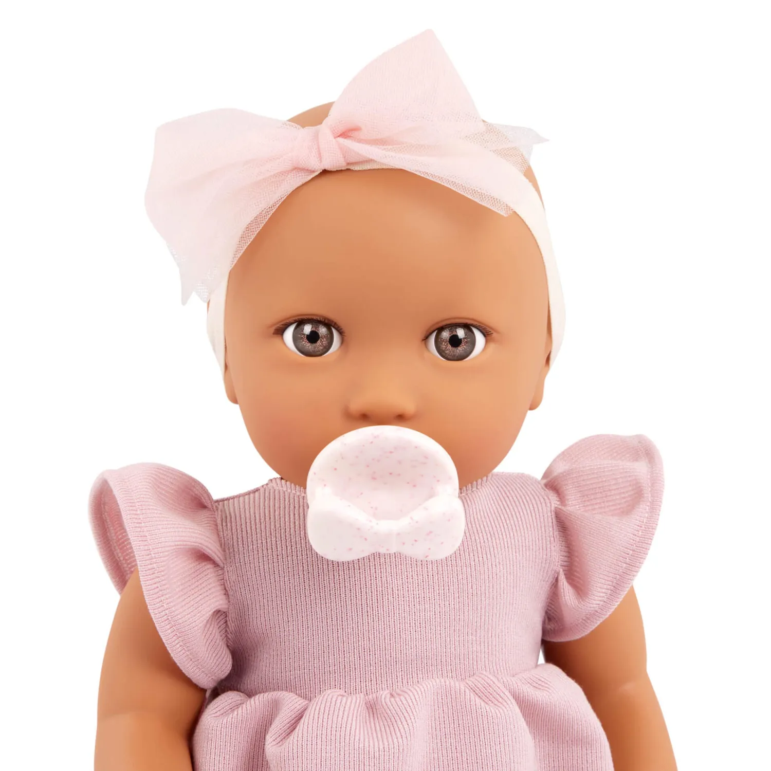 6 Lat+|3 Lata + | LullaBaby Lalka niemowlę ze smoczkiem, w sukience i opasce, wersja różowa