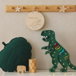 Dekoracje Dziecięce|Lampki Nocne | Little Lights Lampa Dino T. Rex RAINBOW GREEN