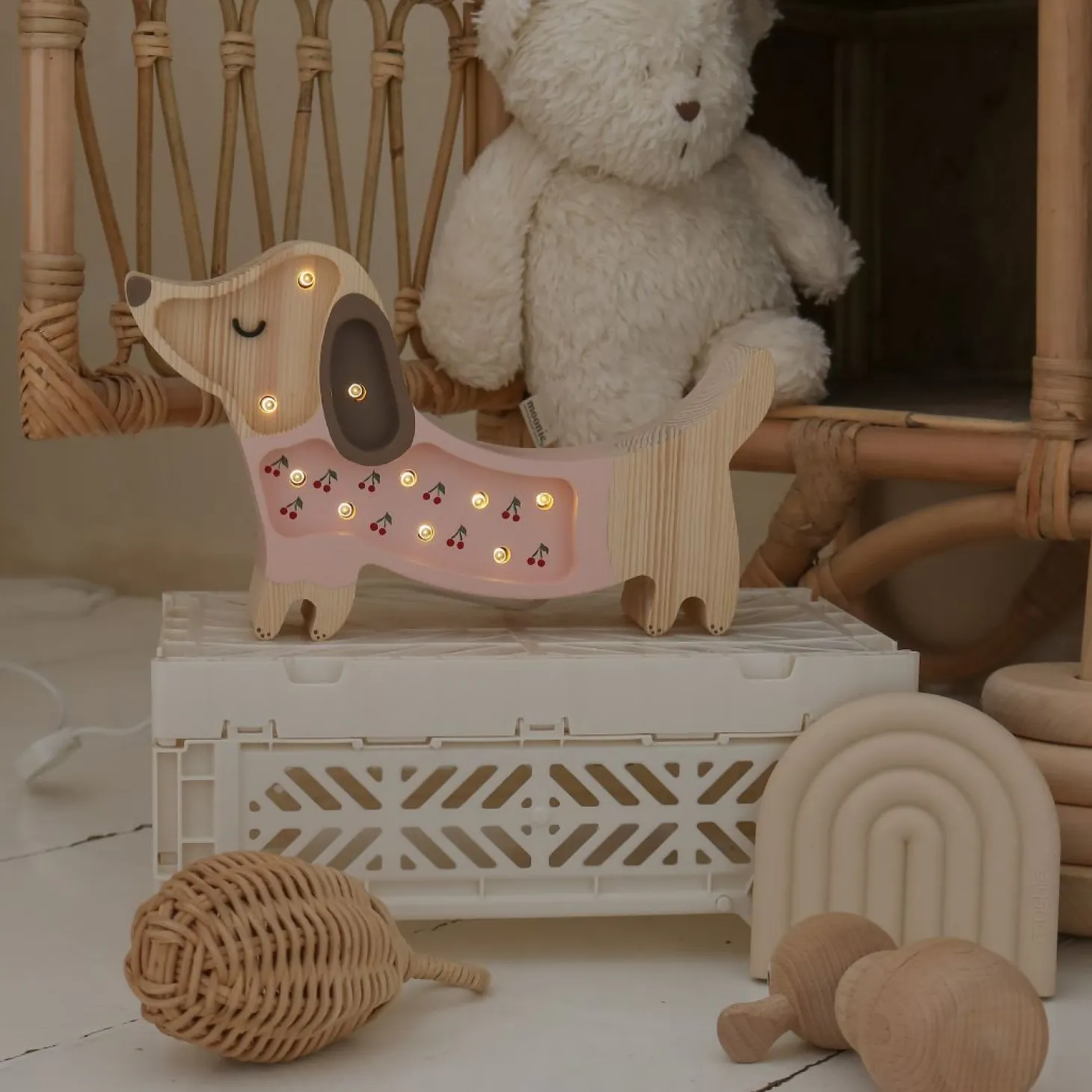 Lampa Little Lights Piesek Mini CHERRIES ON PINK