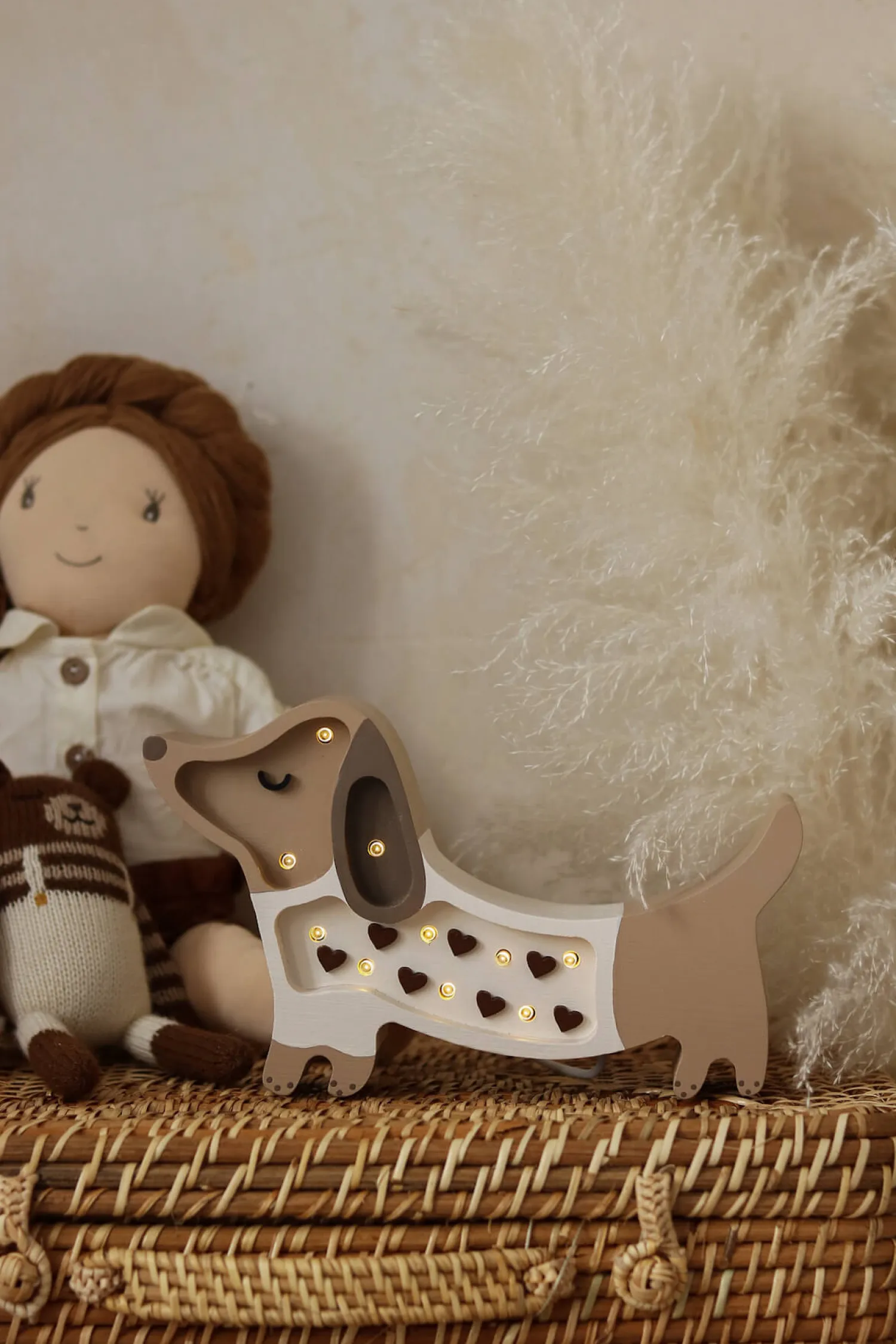 Dekoracje Dziecięce|Lampki Nocne | Little Lights Lampa Piesek Mini CHOCOLATE HEART WITH A KNITTED