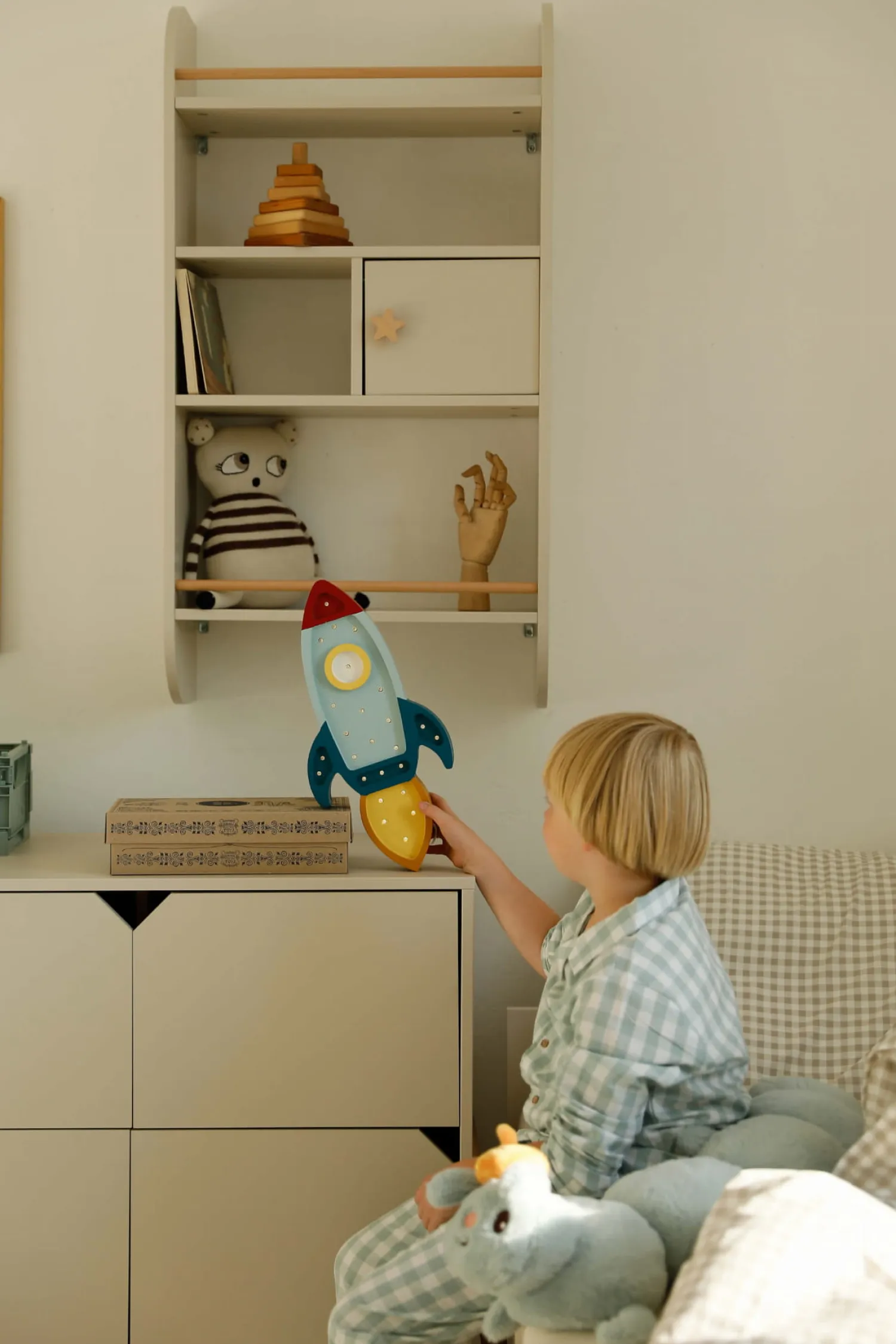 Dekoracje Dziecięce|Lampki Nocne | Little Lights Lampa Rakieta TEAL