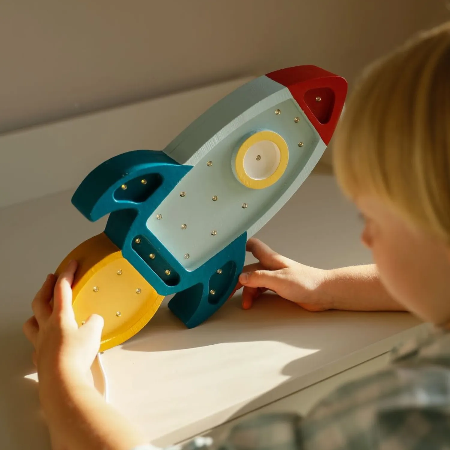Dekoracje Dziecięce|Lampki Nocne | Little Lights Lampa Rakieta TEAL