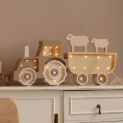 Dekoracje Dziecięce|Lampki Nocne | Little Lights Lampa Traktor Coffee Cream