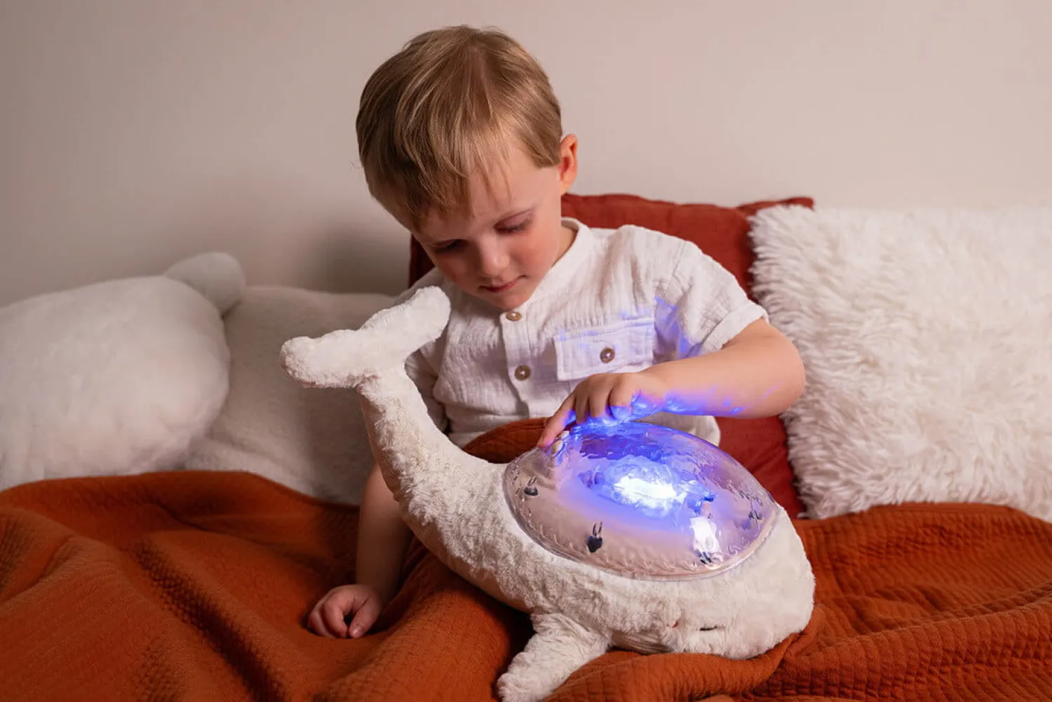 Lampki Nocne|Lampki Nocne | Cloud b Lampka z projekcją świetlną - Wieloryb biały